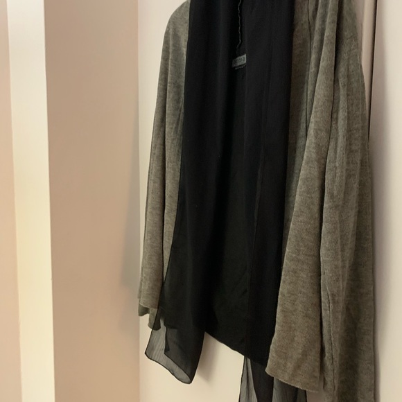 Grey Cardigan With Black Chiffon Lining - Picture 3 of 7